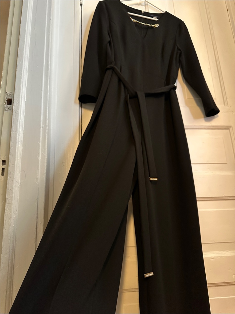 Tommy Hilfiger Black Wide-Leg Belted Jumpsuit